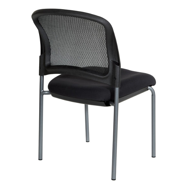OSP Home Furnishings Titanium Frame Stackable Office Visitor Chair with Mesh Back and Padded Ergonomic Seat Coal 86724R-30