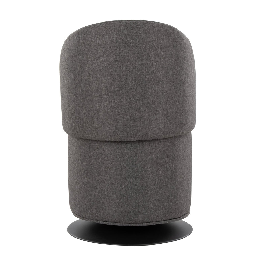 English Elm Finch Swivel Chair with Adjustable Backrest and Sleek Black Metal Frame, Armless Modern Accent Charcoal B202P223513