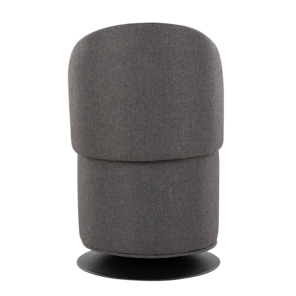 English Elm Finch Swivel Chair with Adjustable Backrest and Sleek Black Metal Frame, Armless Modern Accent Charcoal B202P223513