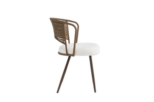English Elm Wicker Rattan Wingback Dining Chairs Set of Two with Velvet Cushion and Metal Legs Beige,Dark Walnut W3590P453803