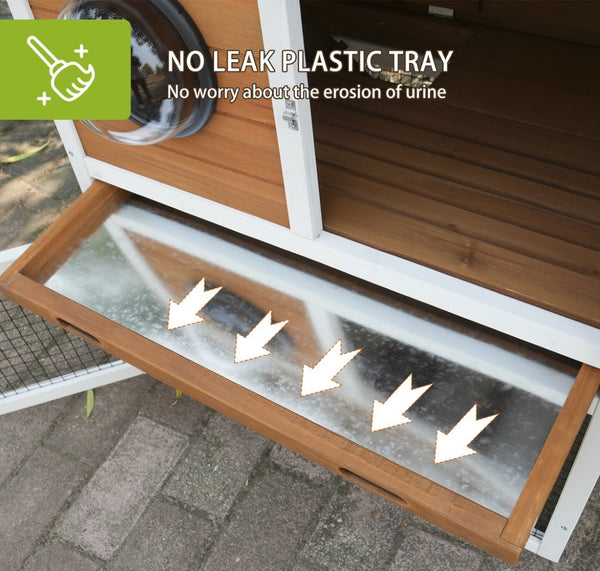 English Elm Three Story Solid Wood Outdoor Cat Villa with Balcony Weatherproof Feral Shelter W1431P284965