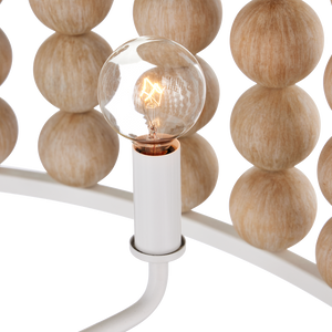 Holcroft Chandelier – Bohemian Wooden Bead Design with Adjustable Height & Sandstone Finish