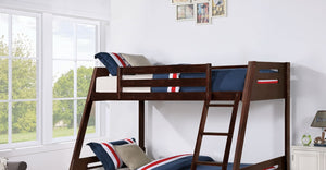 English Elm Transitional Twin-Over-Full Bunk Bed In Espresso With Underbed Drawers & Safe Angled Ladder Design B2741S00276-GIGA