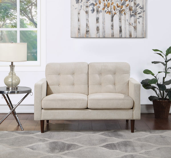 OSP Home Furnishings Grayburn Mid-Century Loveseat Cream