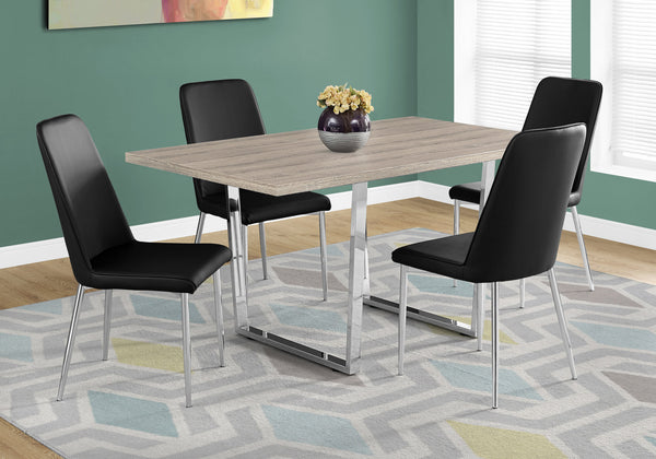 English Elm Dining Table, 60" Rectangular Taupe Laminate With Chrome Legs – Modern Versatile Centerpiece For Any Space B2710P286991