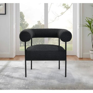 English Elm Soft Boucle Upholstered Accent Chair with Iron Legs for Modern Living Rooms B011P439048