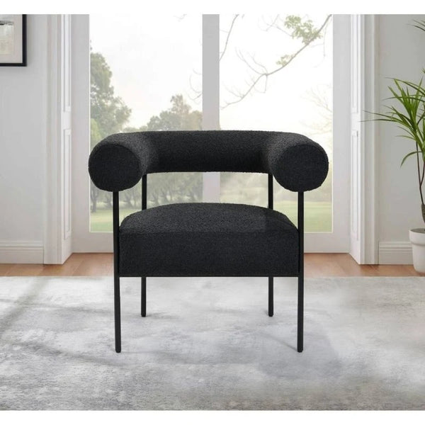 English Elm Soft Boucle Upholstered Accent Chair with Iron Legs for Modern Living Rooms B011P439048