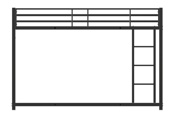 English Elm Twin Low Profile Metal Bunk Bed with Ladder, Black Steel Frame, Guardrail Safety, Easy Assembly, Durable W2904P372194