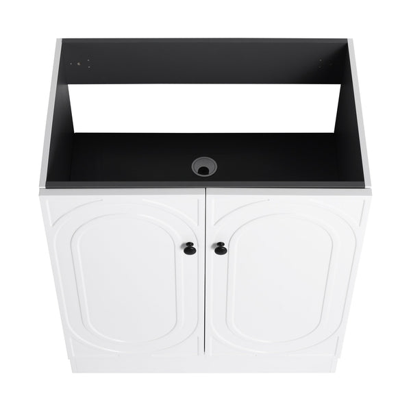 English Elm 30" Modern Freestanding Bathroom Vanity with Integrated Basin, Adjustable Shelf & 3 Metal Handles White W999P241065