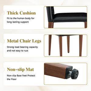 English Elm Table and Chair Set Round Walnut Mdf Top with Four Pu Leather Buckle Dining Seats W1151S04851