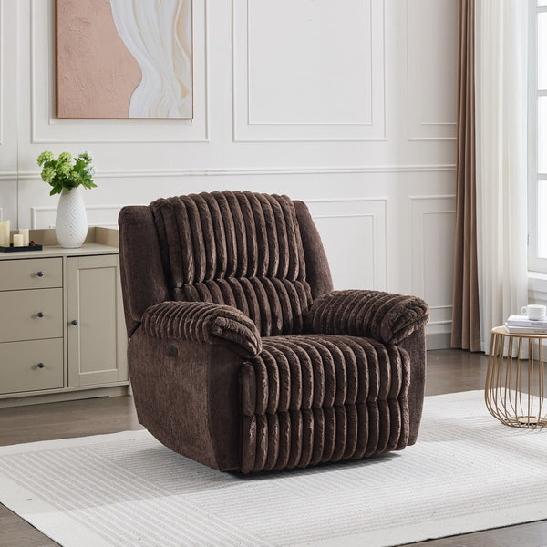 English Elm Cc Power Recliner Chair Faux Leather Executive Seat with Usb Port for Home Office Brown Mix W1805S00197
