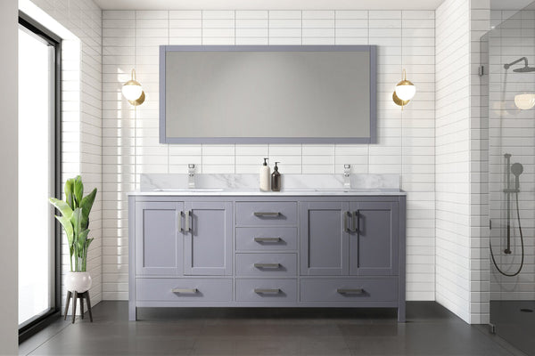 English Elm Dark Grey Double Bath Vanity With Carrara Marble Top – Elegant Storage, Soft-Close Design, 72" W B2731P258909