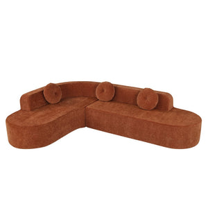 English Elm 122'' Curved L-shaped Sectional Sofa Chenille Upholstery Pocket Spring Living Room Seating Orange N760S0000049G