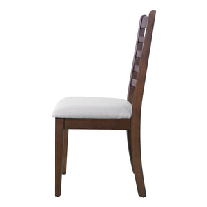 English Elm Farmhouse Ladder Back Dining Chairs Rubberwood Frame Upholstered Seat Set of 2 Brown+Beige N752P272064D