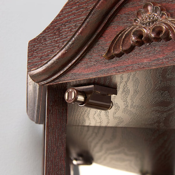 English Elm Lighted Corner Curio Cabinet With Adjustable Shelves, Carved Cherry Finish, Ideal For Home Display W1758P300127