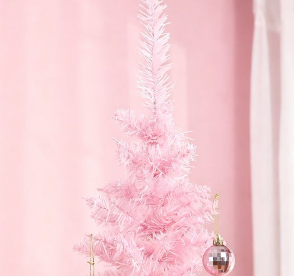 English Elm Snow Flocked Pink Pencil Artificial Christmas Tree for Entryway or Bedroom Corner T3971P419320