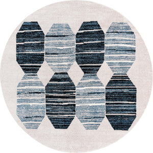 Unique Loom Aramis Maxi Machine Made Tribal Rug Blue, Black/Ivory/Gray 10' 0" x 10' 0"