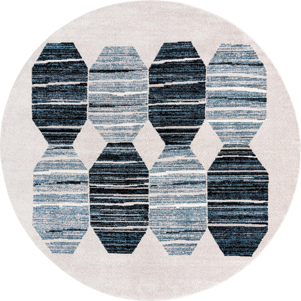 Unique Loom Aramis Maxi Machine Made Tribal Rug Blue, Black/Ivory/Gray 10' 0" x 10' 0"