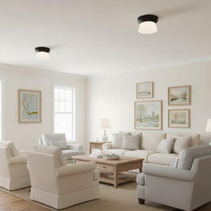 English Elm 7 Inch Led Flush Mount Ceiling Light with Etched Glass Diffuser for Modern Interiors B370P399114
