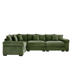 English Elm Oversized Modular Sectional Couch - Cloud-Like Comfort, Deep Seats, 13 Pillows, Ergonomic Design, Green W714S01340-GIGA