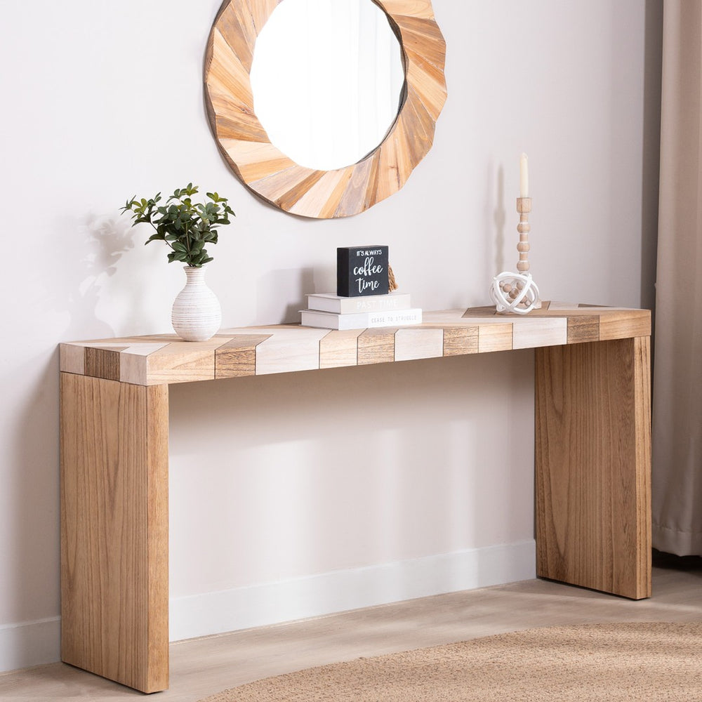 English Elm Modern Chevron Wood Console Table 62 Inch Entryway Sofa Accent for Any Room W2729P356958