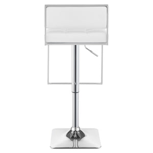 English Elm Alameda Upholstered Adjustable Bar Stool in Chrome & White — Plush Leatherette Seat, U-Footrest Comfort B062P344898