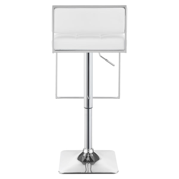 English Elm Alameda Upholstered Adjustable Bar Stool in Chrome & White — Plush Leatherette Seat, U-Footrest Comfort B062P344898