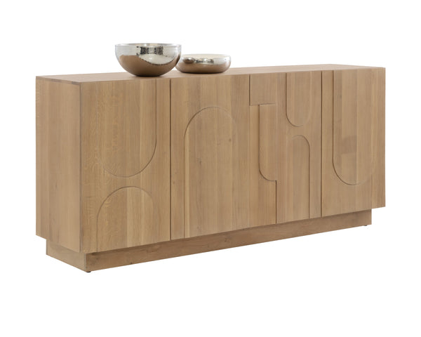 Sunpan Cove Sideboard - Scandinavian-Inspired Design with Ample Storage and Stunning Wood Patterning Rustic Oak