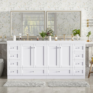 English Elm 72-inch Shaker Double Bathroom Vanity with Resin Basin and Soft Close Storage N729P000030K