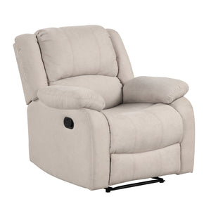 English Elm Modern Fairview Recliner Chair Plush Microfiber Manual Reclining Pillowtop Arms Solid Wood Frame Beige 35 L x 30.5 W x 26.5 H B011P188429