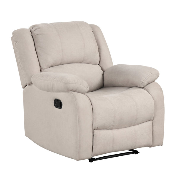 English Elm Modern Fairview Recliner Chair Plush Microfiber Manual Reclining Pillowtop Arms Solid Wood Frame Beige 35 L x 30.5 W x 26.5 H B011P188429