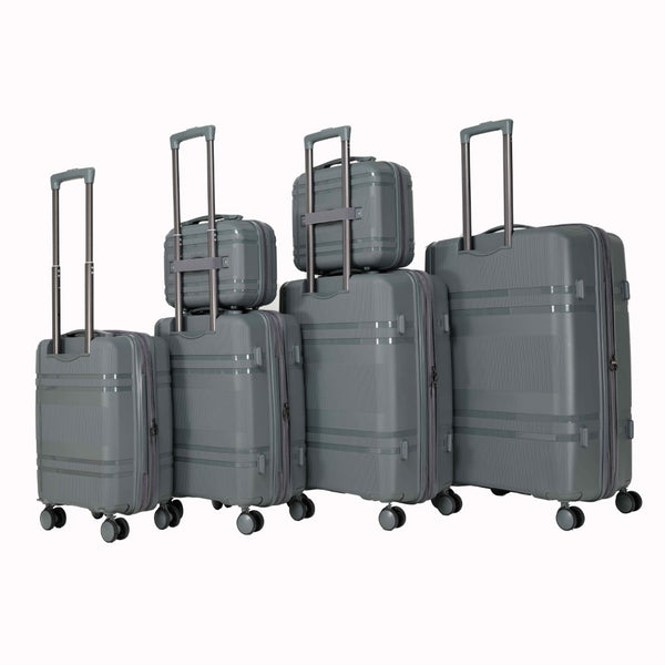 English Elm 6-piece Hard Shell Spinner Luggage Set Expandable Polypropylene with Combo Lock Grey T3292P328854