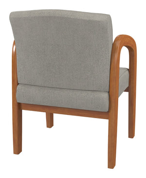 OSP Home Furnishings Medium Oak Wood Visitor Chair with Lumbar Support and Taupe Fabric for Office Use Sky WD380-K009
