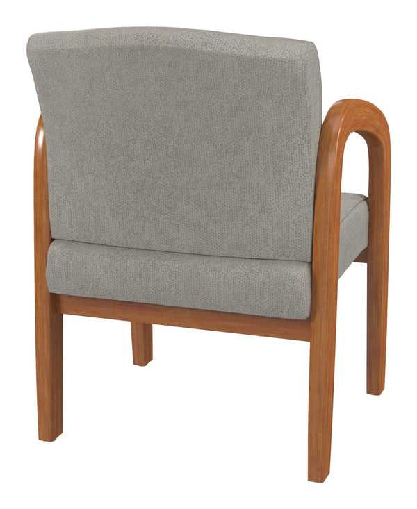 OSP Home Furnishings Medium Oak Wood Visitor Chair with Lumbar Support and Taupe Fabric for Office Use Sky WD380-K009