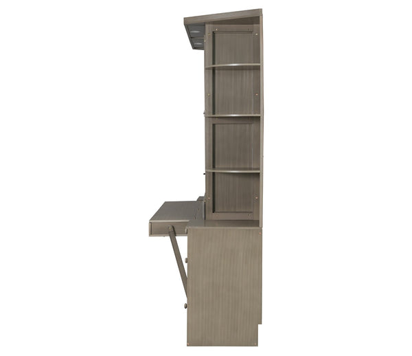 English Elm Queen Murphy Bed with Integrated Desk Cabinet Storage Wall Unit for Home Office Gray LP000739AAE