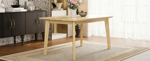 English Elm Rustic Minimalist Rubberwood Dining Table with Tapered Legs for Small Apartment Spaces Natural N752P368503A