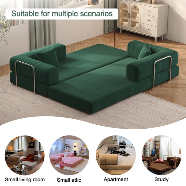 English Elm 78.8Inch Modular Sectional Sofa Bed - Versatile Green Corduroy Furniture For Living Room & Bedroom W3147P278115