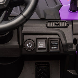 English Elm 24v Kids Utv Ride on with Dual 80w Motors Remote Control and Four Wheel Suspension Purple+Black W1578P343323