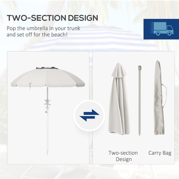 English Elm Outsunny 5.7' Portable Beach Umbrella With Uv40+ Protection, Tilt Feature, Cup Holders & Vented Canopy W2225P200536-GIGA