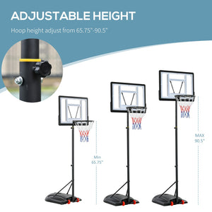 English Elm Soozier Portable Basketball Goal Steel Frame Adjustable Height Backboard with Wheels W2225P217773