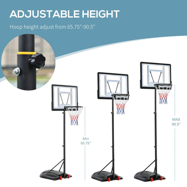English Elm Soozier Portable Basketball Goal Steel Frame Adjustable Height Backboard with Wheels W2225P217773
