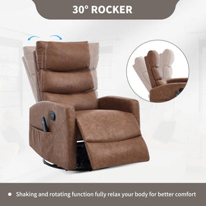 English Elm Heat Massage Rocker Recliner with 360 Swivel Fabric Upholstery for Living Room Comfort W3224P505191