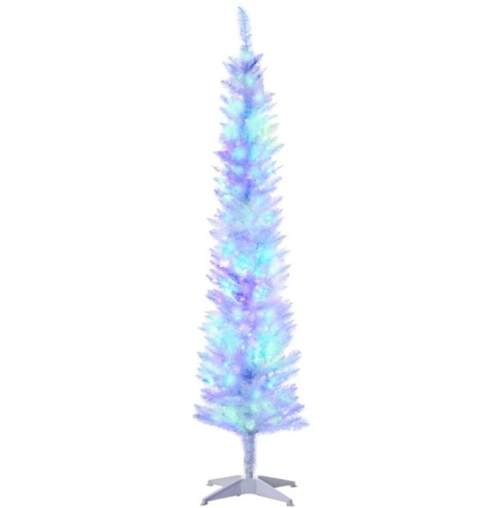 English Elm Christmas Slim Pencil Tree 6ft Tall Multicolor Led Lights with Eight Festive Modes T3971P420103