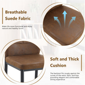 English Elm Set of 4 Brown Shell-Pattern Dining Chairs with Ergonomic Tech Fabric, Sturdy Metal Legs, 37" Brown+Black W1151P359591