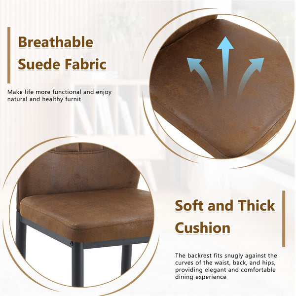 English Elm Set of 4 Brown Shell-Pattern Dining Chairs with Ergonomic Tech Fabric, Sturdy Metal Legs, 37" Brown+Black W1151P359591