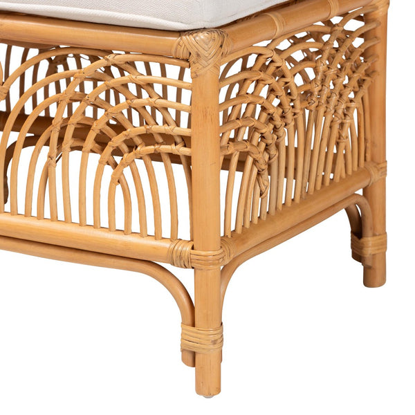 English Elm Modern Rattan Woven Bench with Geometric Artisan Detail for Bohemian Living Spaces B2750P467700