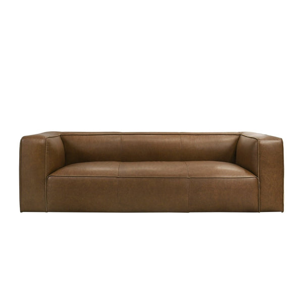 English Elm Colton Saddle Tan Milled Leather Sofa with Vintage Patina and Solid Wood Frame B183S00223