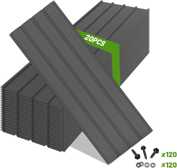 English Elm 20pcs Corrugated Galvanized Steel Roofing Panels Weatherproof Kit for Sheds Pergolas W1859P471100