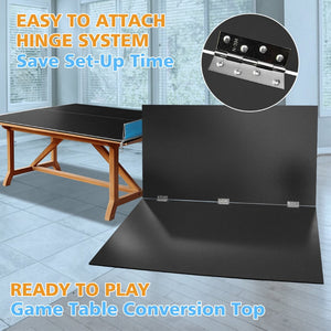 English Elm 7*4ft Foldable Mdf Ping Pong Conversion Top with Net for Game Room Practice W1408P310184