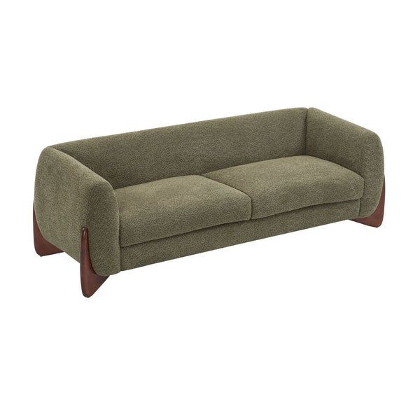 English Elm Christopher Knight Home® - 82Inches Olive Green Boucle Sherpa Sofa - Modern Comfort With Plush Cushions & Birch Legs, 82" Long N771P205090F_N771P205091F